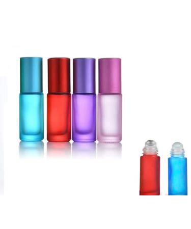 Glass bottles for essential oils colored roll on bottles empty 5ml roll on glass bottle roll on glass bottles for essential oil refillable portable roller bottles for essential oils perfumes lotions 4PCS-3