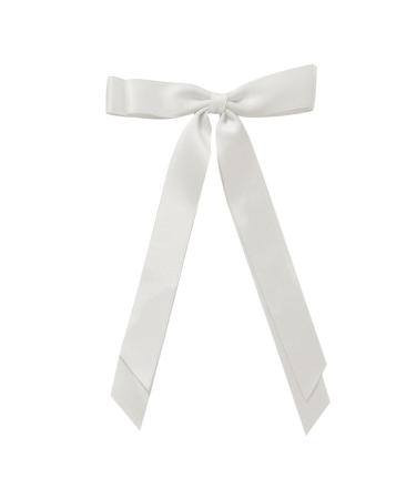 xbiez Hair Clip Bow 2000s Style Balletcore Long Bow Flat Clips Balletcore Hairpin Bow Elegant Hair Clip for Bunches White
