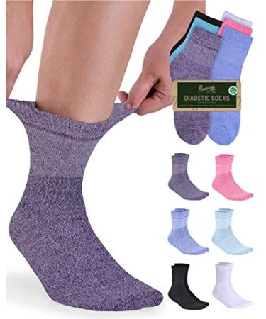 Bamboo Diabetic Socks for Men & Women - 6 Pairs Ankle Length Mens Diabetic Socks | Bamboo Socks Womens | Diabetes Socks Large Bright Colors - Buy Online on GoSupps.com