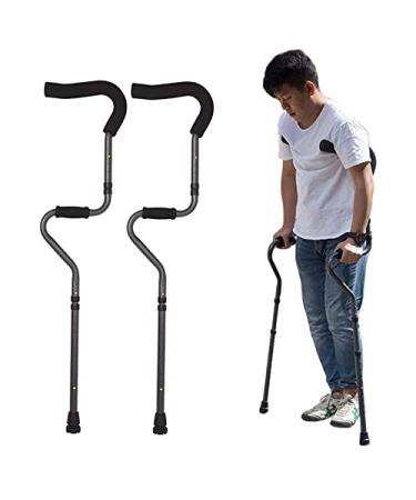Folding Underarm Crutches Lightweight Walking Aid S-Shape Medical Crutches Anti-Slip Disabled Double Crutches for Elderly Disabled and Physically Impaired powerfully Prosperous