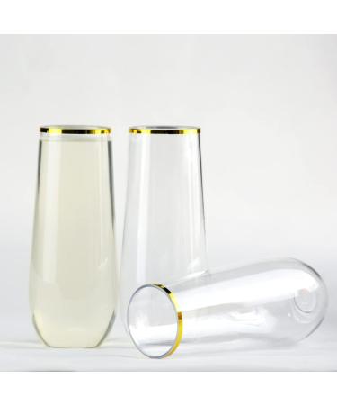 9 oz. Clear Stemless Plastic Champagne Flutes