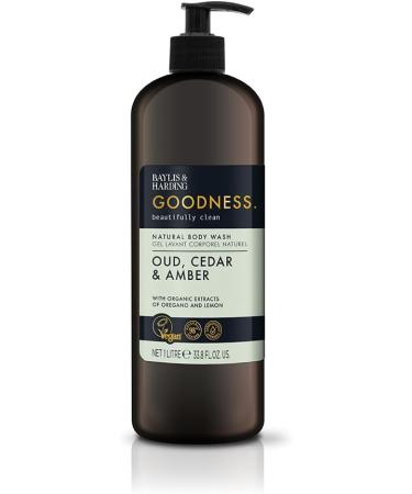 Baylis & Harding Goodness Oud Cedar & Amber Body Wash 1 Litre (Pack of 6) - Vegan Friendly 1 l (Pack of 6) Oud Cedar & Amber Body Wash 1L - Buy Online on GoSupps.com