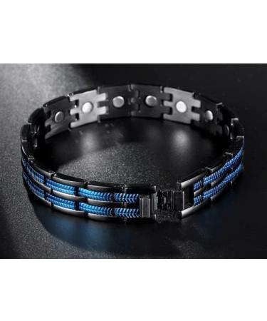 Magcopper Trendy Magnetic Stainless Steel Bracelet for Men | Galvanized Blue & Black | Perfect Gift for Father & Husband - Buy Online on GoSupps.com