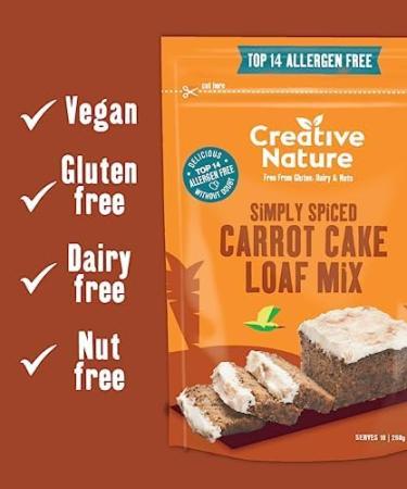 Creative Nature Gluten Free Carrot Cake Mix - Vegan & Allergen Free | 268g - Buy Online on GoSupps.com
