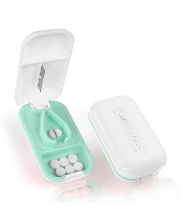 ACWOO Small Pill Tablet Cutter Portable Pill Splitter for Small and Large Pills Cut in Half Quarter Cutting & Storage 2 in 1 Tablet Pill Dispenser per Elderly Child Dog Cat Pet Travel (White)