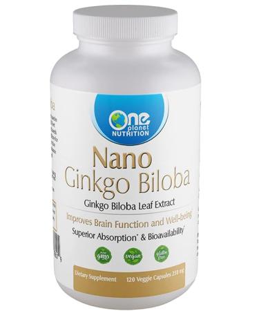 One Planet Nutrition Nano Ginkgo Biloba 250 mg (120 Count) - Nano Particle Sized Ginkgo Biloba Extract for High Absorption - Supports Cognitive & Circulatory Health - Non GMO Vegan Gluten Free