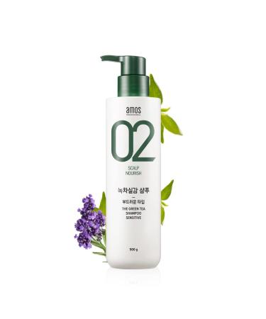 AMOS PROFESSIONAL The Green Tea Shampoo Sensitive For Sensitive Scalp 17.6oz (500g) | Gentle Anti-Thinning and Anti- Hair Loss Shampoo for Hair Growth | Korean Hair Salon Brand Sensitive - For Sensitive Scalp