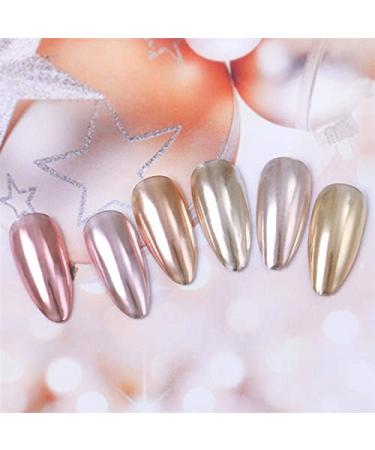 6 Box Rose Gold Chrome Nail Powder Set with Glitter, Metallic Finish for DIY Nail Art - Includes 6 Eyeshadow Sticks - Buy Online on GoSupps.com