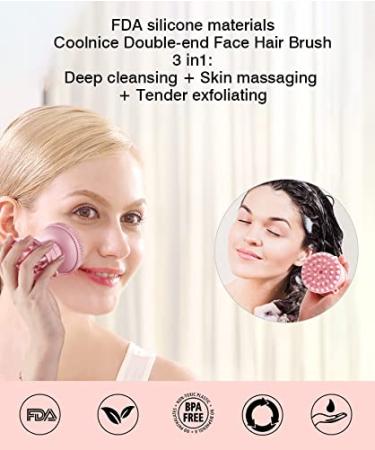 MYCOMBO Exfoliating Silicone Body Scrubber - 2 in 1 Bath & Shampoo Brush | Scalp Massager | Hygienic & Long Lasting - Pink - Buy Online on GoSupps.com