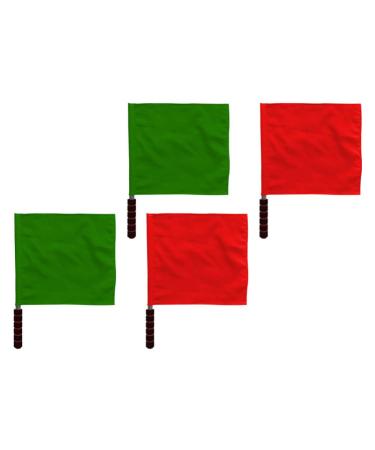 Operitacx Racing Flags Referee Hand Flag 4Pcs Green Red Hand Warning Flag Flag Referee Flag with Stainless Steel Pole Handle Safety Flags for Football Sports Traffic