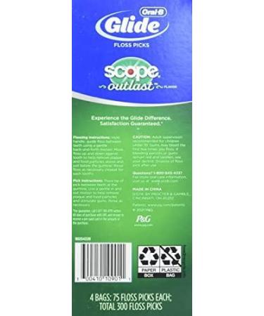 Glide with Scope-Outlast Mint Dental Floss Picks - 300 Count | Fresh Breath & Superior Cleaning | International Shipping Available - Buy Online on GoSupps.com