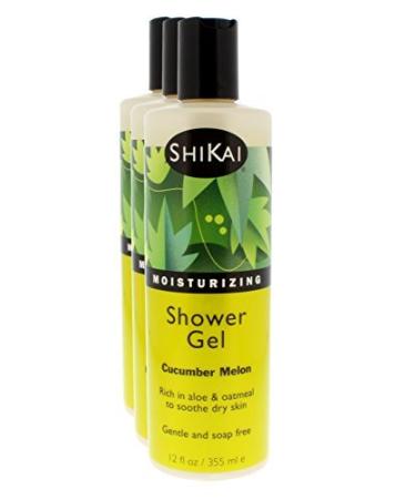 Shikai - Daily Moisturizing Shower Gel, Rich in Aloe Vera & Oatmeal That Leaves Skin Noticeably Softer & Healthier, Relief For Dry Skin, Gentle Soap-Free Formula (Cucumber Melon, 12 Ounce, Pack of 3) 12 Ounce (Pack of 3)