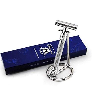 Retro style safety razor stainless steel stand without blades ideal for wet shaving