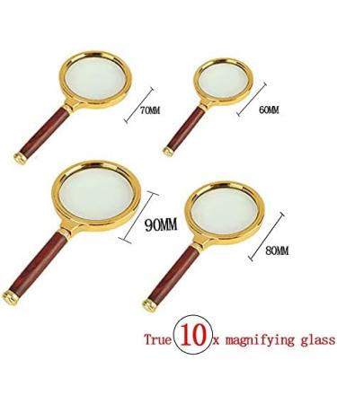 Magnifying Portable Handheld 10X Magnifying Glass 60mm 70mm 80mm 90mm Retro Handle Magnifier Eye Loupe Glass (Color : As pic4 Size : 10X) Good Times - Buy Online on GoSupps.com