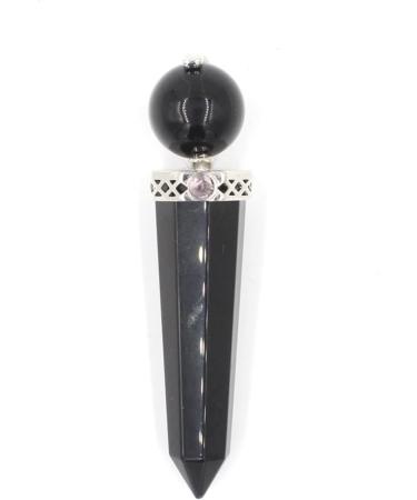 Obsidian Crystal Pendant Necklace & Wand Set for Yoga Reiki Meditation - Buy Online on GoSupps.com