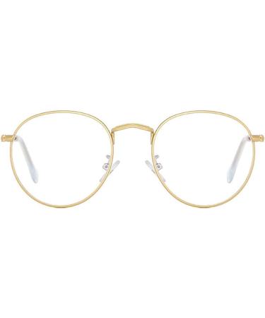 MIGOO Classic Round Blue Light Filter Glasses | Prescription-Free Metal Frame Retro Unisex Nerd Glasses in Gold - Buy Online on GoSupps.com