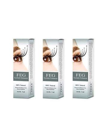 FEG Eyelash Enhancer Eye Lash Rapid Growth Serum Liquid 100% Original 3ml (3 Pack) 0.10 Fl Oz (Pack of 3)