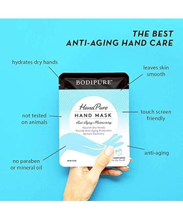 Bodipure HandPure Hand Mask - Intensive Repair Treatment for Dry Cracked Hands - Moisturizing Gloves for Women and Men - 12 Pack - Buy Online on GoSupps.com
