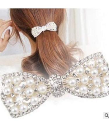 DNHCLL Pearl Bow Hairpin Set - Silver - Women's Ponytail Clip - Buy Online on GoSupps.com