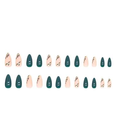 Magrace Almond Press-on Nails Medium Green French Tips - 24 pcs False Nails with Designs for Women | A-30 - Buy Online on GoSupps.com