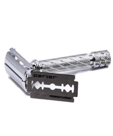 Parker Safety Razor 87R - Butterfly Open Double Edge Razor with Chrome Finish | Traditional Brief Handle & 5 High-Quality Blades | International Shipping - Buy Online on GoSupps.com