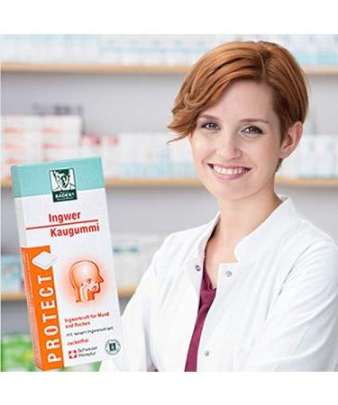 BADERs Protect Ginger Chewing Gum from Pharmacy with Gingerol Sharpening Materials Ideal for Travel Ginger Orange Flavor 20 Chewing Gum Squares - Buy Online on GoSupps.com