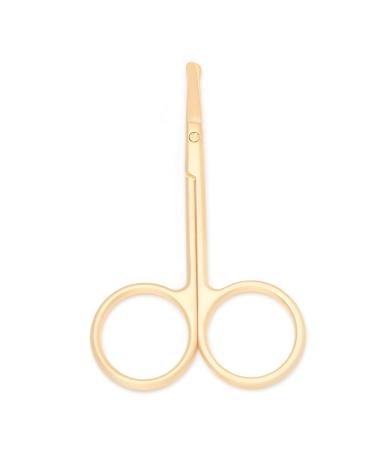 Yutoner Eyebrow and Nose Hair Safety Curved Scissors  3.4 Inch Stainless Steel Professional Facial Hair Beard Eyelashes Eyebrow and Moustache Scissors Trimmer (Gold)