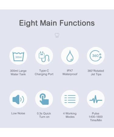 Water Dental Flosser - Portable Cordless Oral Irrigator with 300ml Tank | Rechargeable Electric Tooth Cleaner IPX7 Waterproof - Travel Essential BV609 (White - Buy Online on GoSupps.com