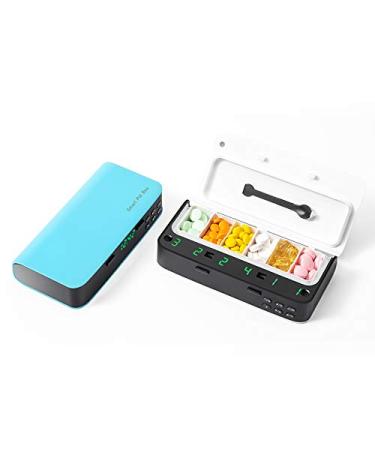 Automatic Pill Dispenser Zeerkeer Electronic Pill Timer-Reminder-Dispenser 5 Times a Day Electronic Timing Portable Daily Drug Storage Box Drug Organizer Case with Reminder Blue-2