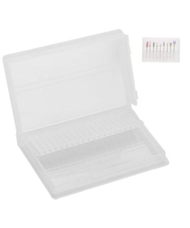 FILFEEL Nail Drill Bit Storage Box 20 Slots Plastic Clear Detachable Nail Art Manicure Accessories Container Case