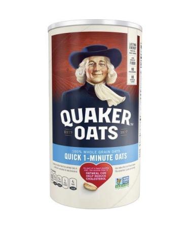Quaker 100% Natural Whole Grain Oatmeal - Case of 4 - 18 OZ quick 1.12 Pound (Pack of 4)