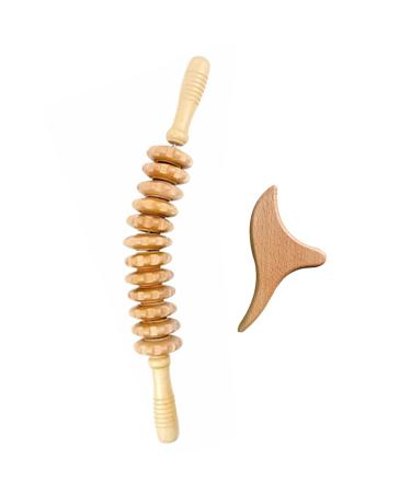 Baymate massage roller back with handle set 12 round wooden body massage devices relaxation set scalbing made of wood for back neck waist relief from muscle pain unit size as shown in the picture