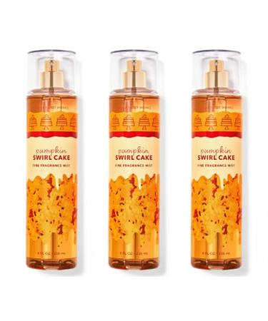 Bath and Body 3 Pack FINE FRAGRANCE MIST 8 fl oz / 236 mL (Packaging may Vary) (PUMPKIN SWIRL CAKE)