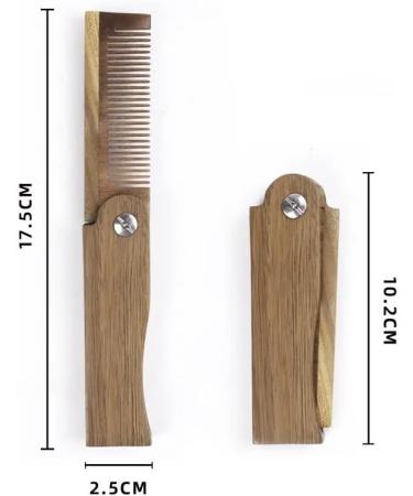 Folding Wooden Beard Brush Hair Comb - Pocket Sized, Durable & Anti-Static | Men's Eco-Friendly Natural Grooming Tool - Buy Online on GoSupps.com