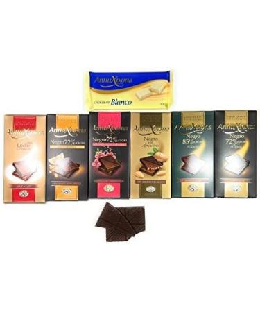 Paquet de 7 tablettes de chocolat Antiu Xixona - Qualit Premium : Chocolat au lait Chocolat pur et Chocolat blanc - Buy Online on GoSupps.com