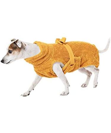 Lill's dog bathrobe 100% organic cotton Organic Amber (yellow) (XXS: 40 cm back length) XXS: 40 cm back length Amber (yellow)