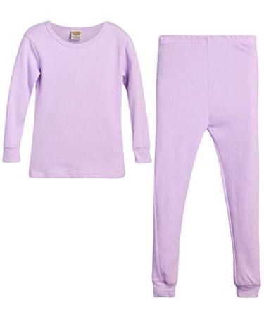Sweet & Sassy Girls' 2-Piece Thermal Warm Underwear Top and Pant Set Lavender 14-16