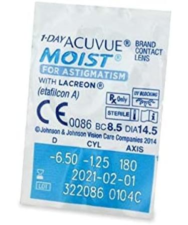 Buy Acuvue 1-Day Moist for Astigmatism - 30 Soft Contact Lenses - BC 8.5 mm DIA 14.5 mm CYL -0.75 ACHSE 150 | International Shipping Available - Buy Online on GoSupps.com