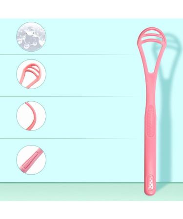 HugMiu Soft Silicone Tongue Scraper Cleaner - Premium Oral Care Tool for Bad Breath Relief - Pink - Buy Online on GoSupps.com