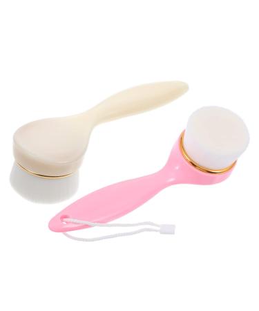 Cleaning Brush 2pcs Cleaning Brushes Handle Removal Gentle Care Manual Exfoliating Face Scrubber Cleansing Long Brush Tool Washing Facial Pore Women Fiber Massaging Deep Wash Makeup