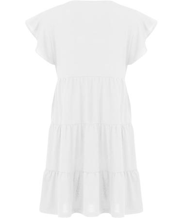ZEKPEGAN Women's Summer Babydoll Dress - Casual Short Sleeve Ruffle Pleated Flowy Boho Beach Mini Sundress | Medium A-White 2023 - Buy Online on GoSupps.com