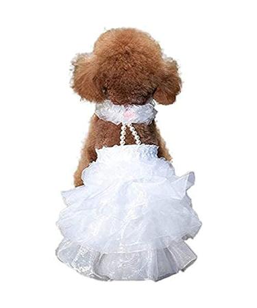 DELIFUR White Dog Wedding Dress Princess Fashion Dress for Small Medium Dogs(M) Medium