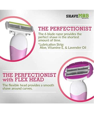 6-Blade Women's Razor Kit - Flex Head Handle + 24 Refills | The Perfectionist Shaving Kit for Smooth Effortless Shaving - Buy Online on GoSupps.com