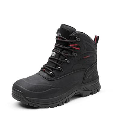 NORTIV 8 Men's Insulated Waterproof Construction Hiking Winter Snow Boots 10.5 Black