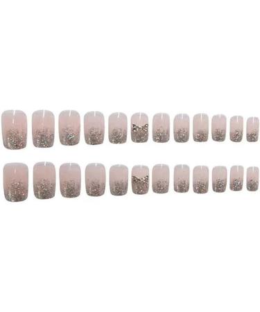 24Pcs/Set Press On Nails Ins Silver Butterfly False Nails Acrylic Fake Nails Full Cover Nails Tips Artificial Finger Manicure Press on nails for Women and Girls - Buy Online on GoSupps.com