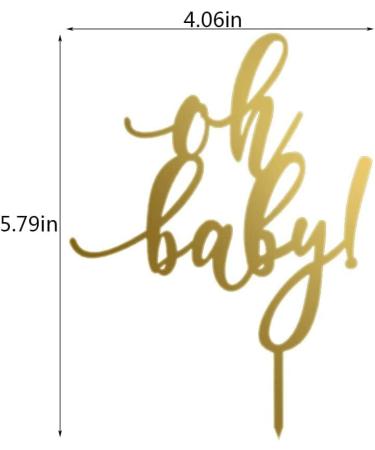 Add Elegance to Your Celebration with Oh Baby Cake Topper - Gold Acrylic Happy Birthday Baby Shower Cake Decoration Gold - Buy Online on GoSupps.com