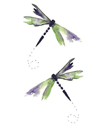 Dragonfly Temporary Tattoo Sticker Set of 12 - Watercolor Waterproof Body Art for Women, Girls, Kids - Party Favor - 10.5X6cm (SF160) - Buy Online on GoSupps.com