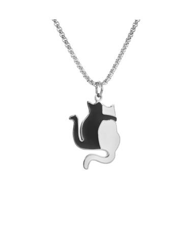 OralGos Cat Pendant Necklace Stainless Steel for Women Men Couples Lovers Jewelry Valentine's Day