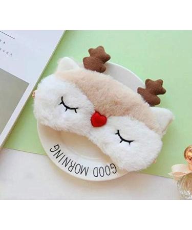 Elk Silk Plush Eye Sleep Mask - Soft and Comfortable Eye Cover for Women - Perfect Christmas Gift - Beige - Buy Online on GoSupps.com