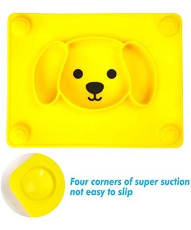 Qshare Toddler Plate - BPA-Free Silicone Placemat for Kids | Strong Suction, Dishwasher & Microwave Safe | Portable Baby Plates (3Puppy-Yellow) - Buy Online on GoSupps.com